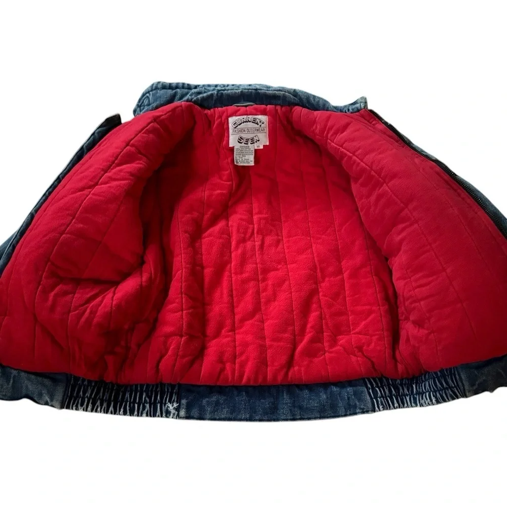 Vintage 80s Current Seen Denim Jacket Fleece Lined Youth Size 10 - Picture 6 of 7